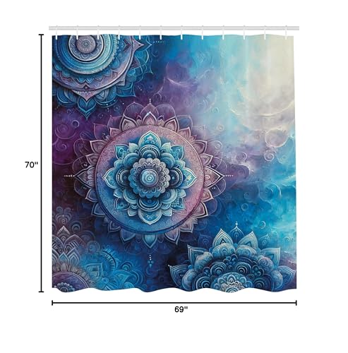 Ambesonne Purple Shower Curtain, Mystic Mandala Victoria Water Lilies Floating In Dark Magic Pond Print Art, Cloth Fabric Bathro